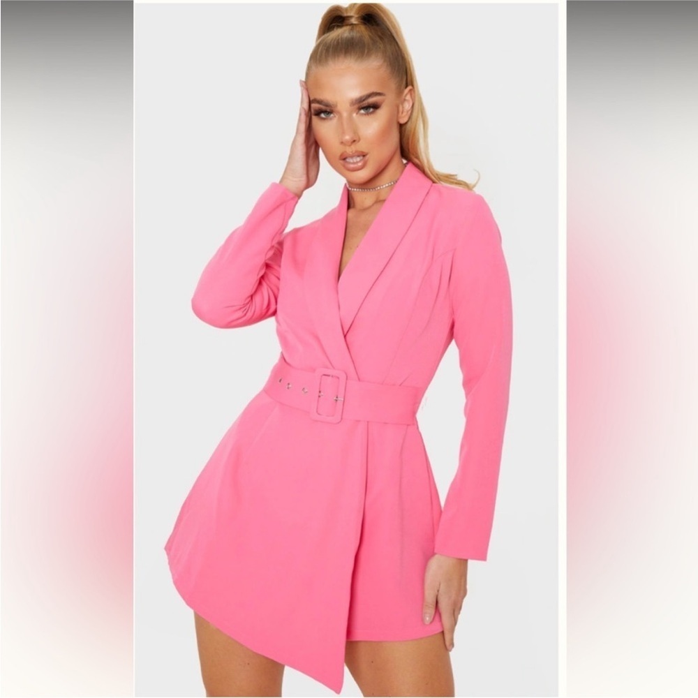 193. PrettyLittleThing Women’s Pink Belted Jumpsuit Size 6